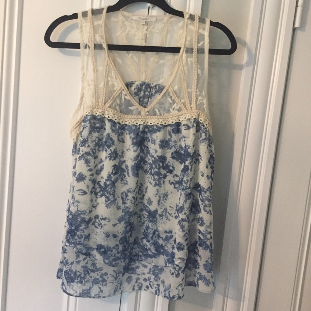 Blue, lace babydoll tank